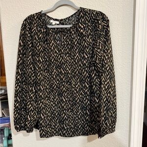Maurices Patterned Black Green and Tan Women's Top